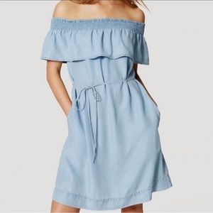 loft outlet blue jean dress off shoulder small